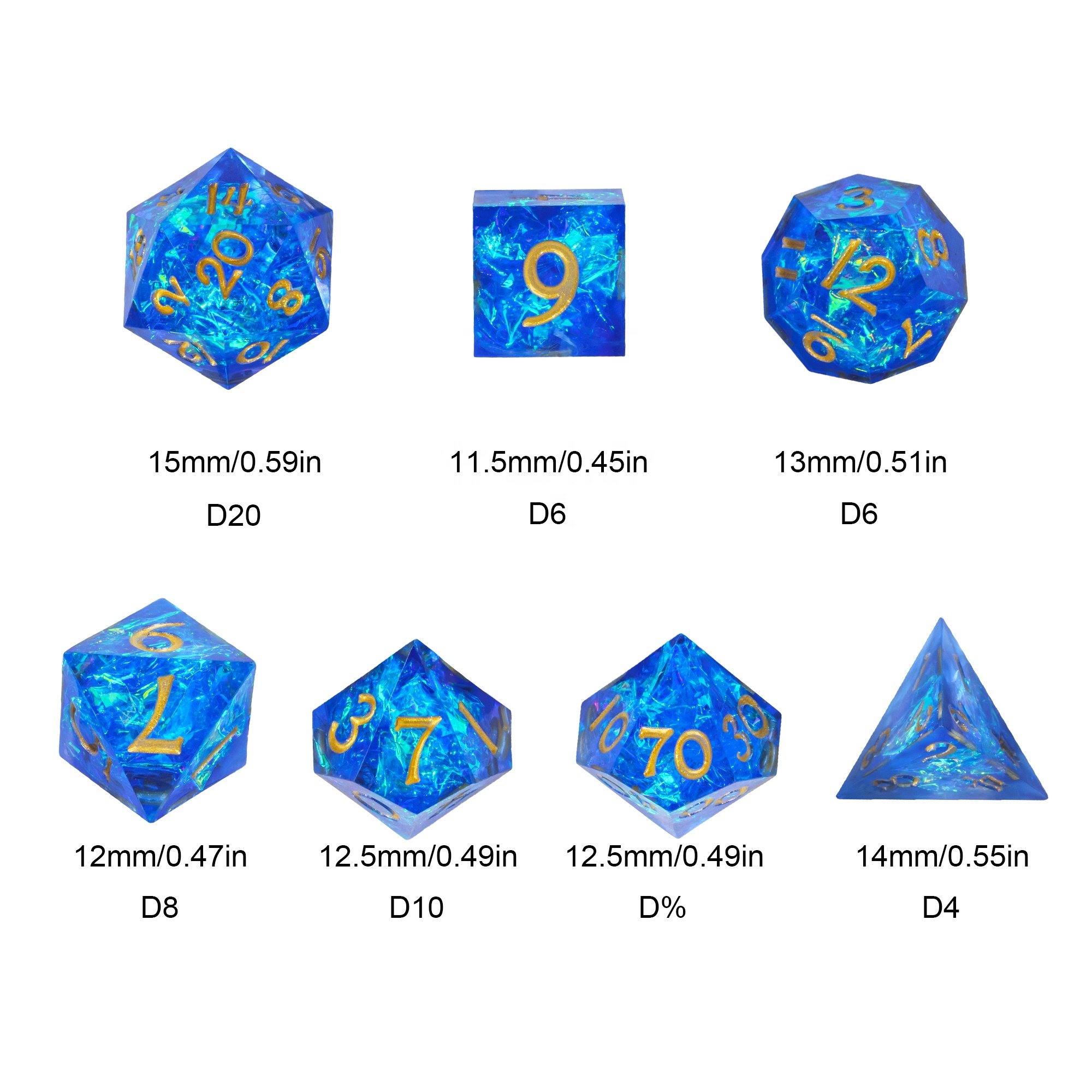Udixi Polyhedral custom logo rpg dungeons and dragons sharp edge Mini Candy Paper 11.5-15mm Dice set
