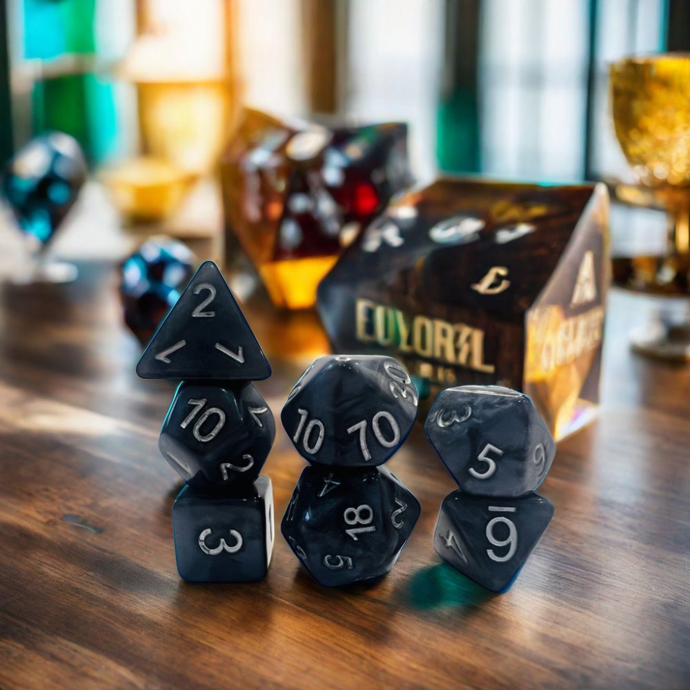 Handmade Full Set Of Personalized Polyhedral Resin Dice Soft Edge Smoke D&D Dnd Rpg Dice Set With Custom Logo For Games
