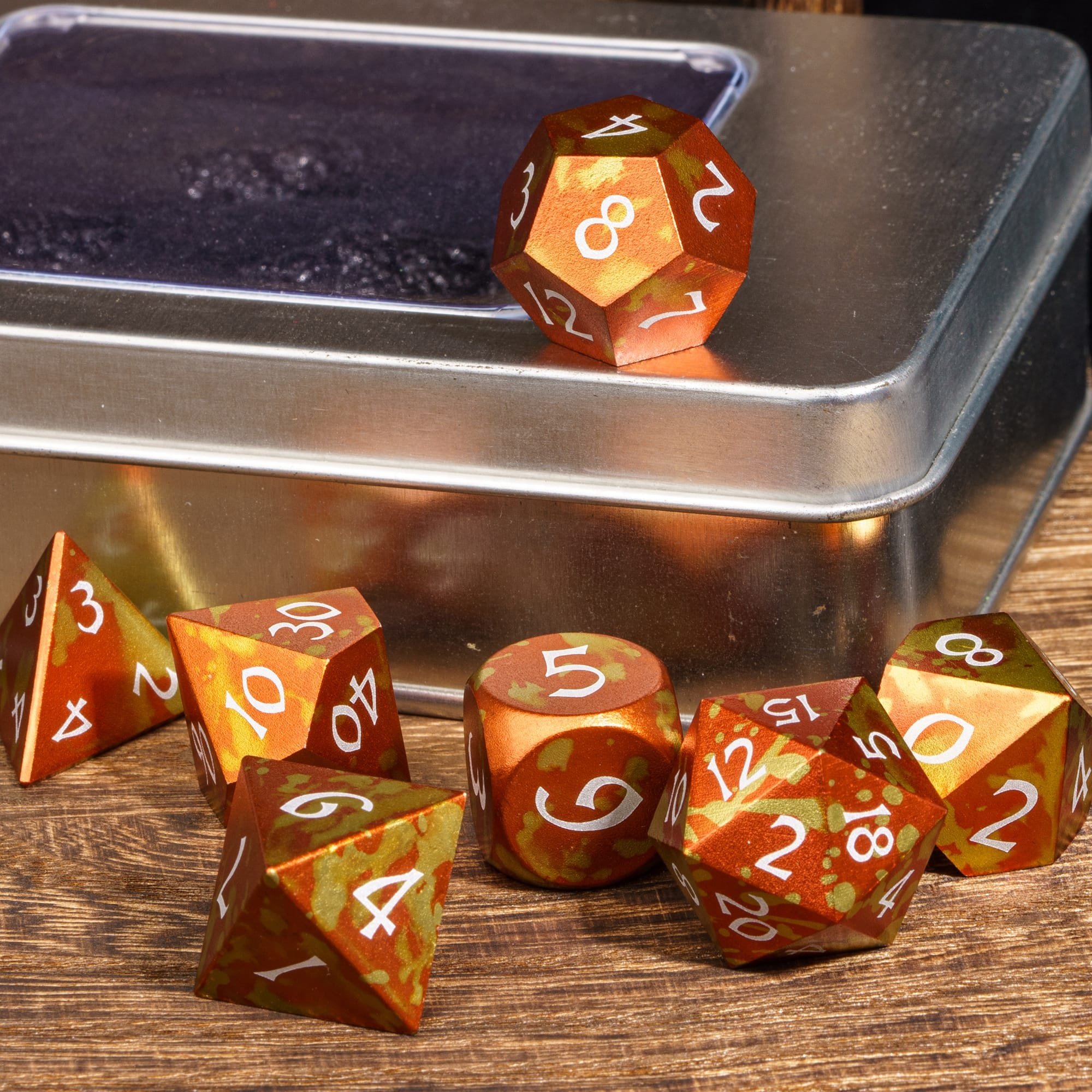 Udixi Anodized Aluminum Colorful Custom Metal Dice Dungeons and Dragons DND Board Game Dice Set
