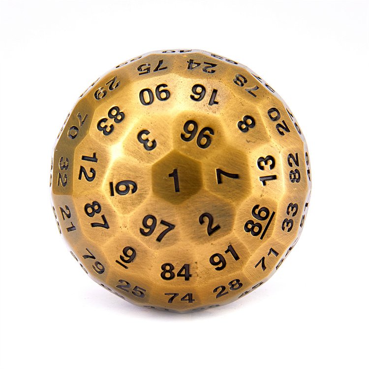 Metal Polyhedral d100 Dice - 45mm Cool 100 Sided Premium Novelty Tabletop RPG Fantasy Die Accessory for Roleplaying Games