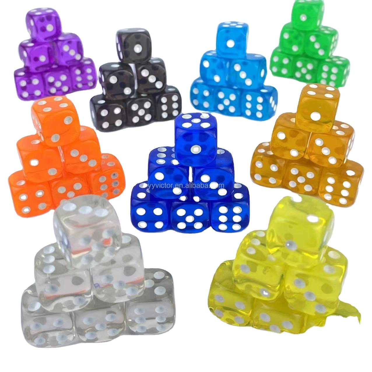 16mm clear transparent round corner crystal Regular pixel points plastic dice plastic cube