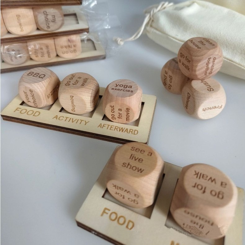 Yexi Wooden Date Night Dice Couples Lovers Romantic Funny Dice Set After Dark Sexual Party Game Dice Couple Game
