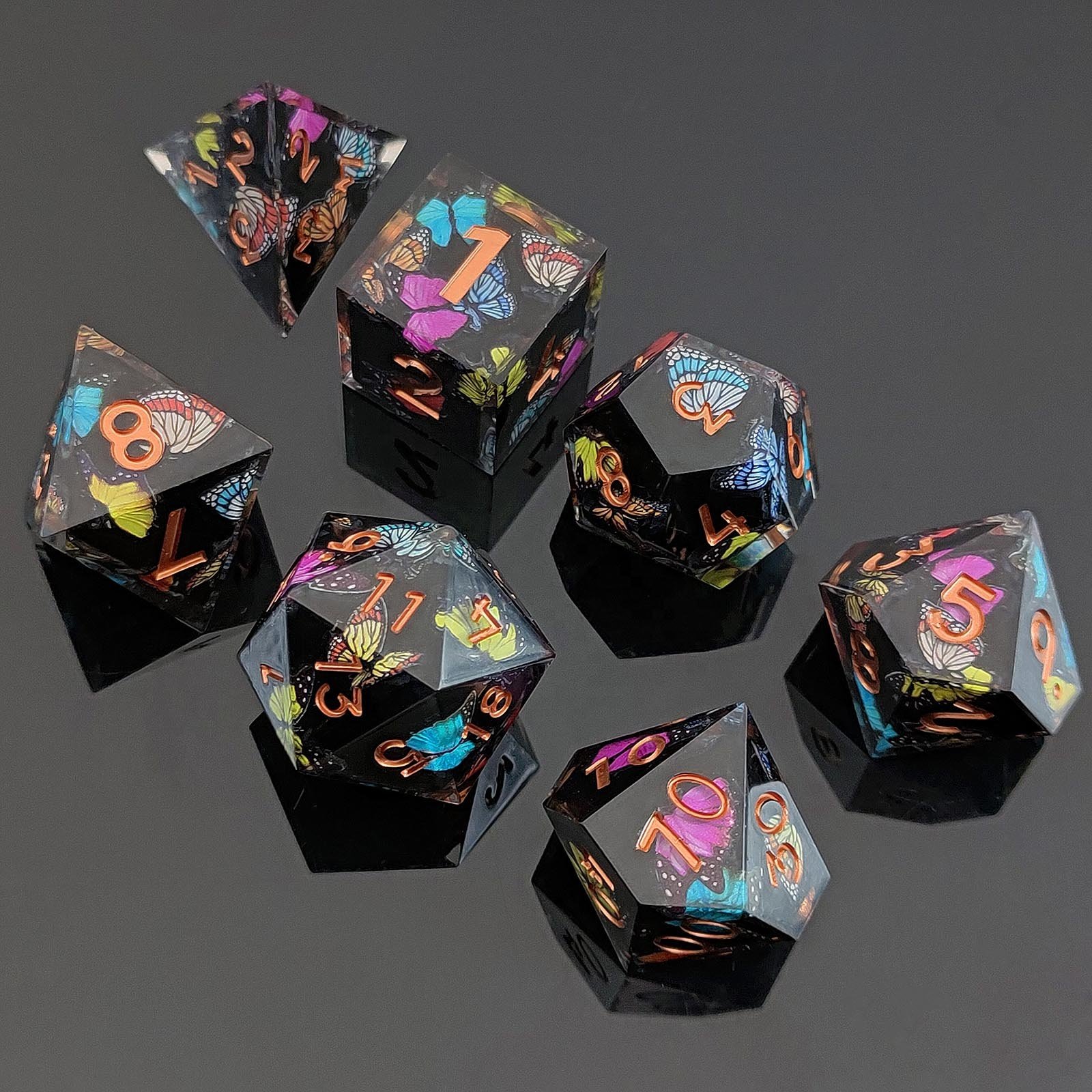 Colorful Vivid Premium Free Story DND RPG Resin Dice Set for Table Games