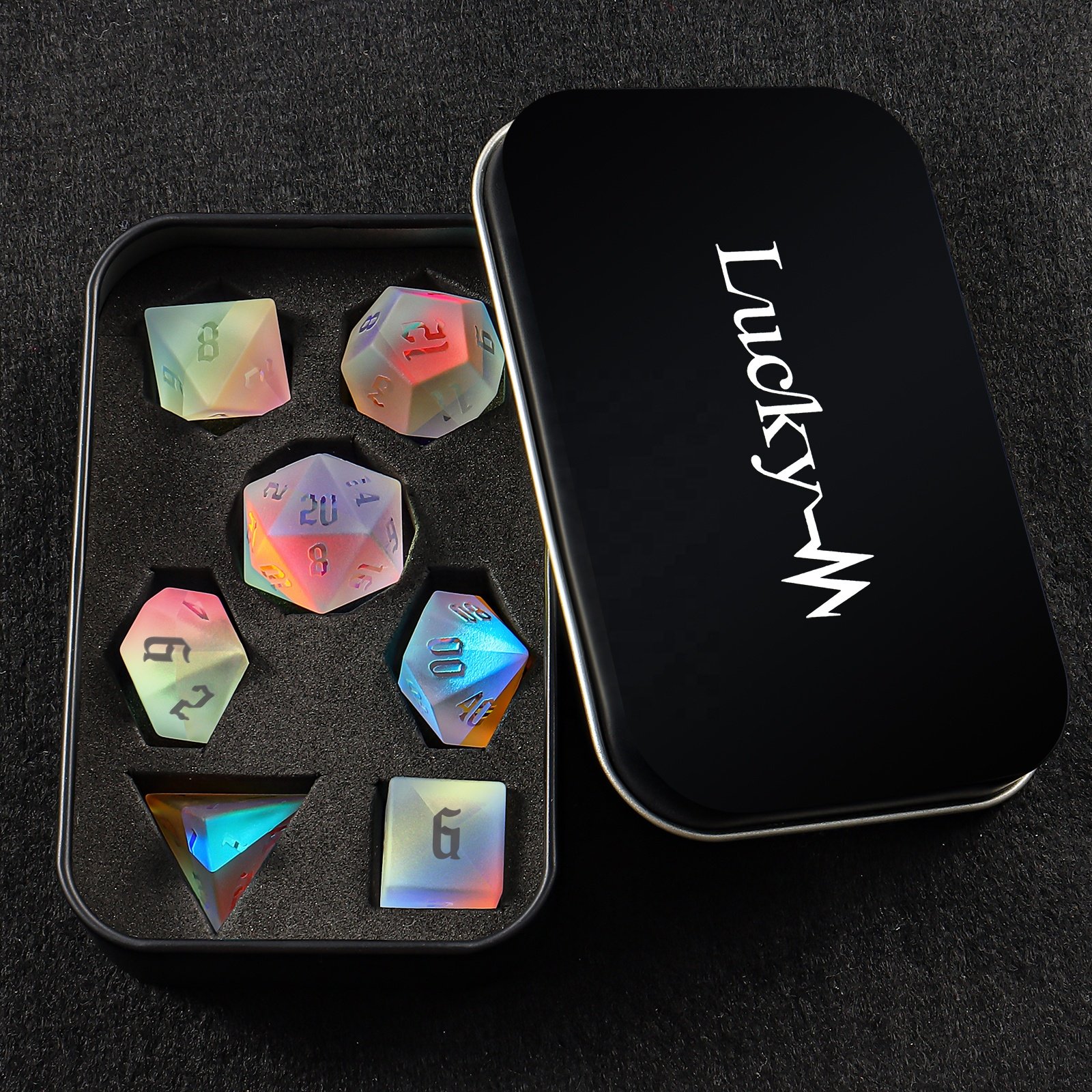 Custom Matte Glass DND Dice Set D20 D12 D10 D8 D6 D4 Handmade Dice 7 Piece RPG Dice Game For D&D Dungeons And Dragons