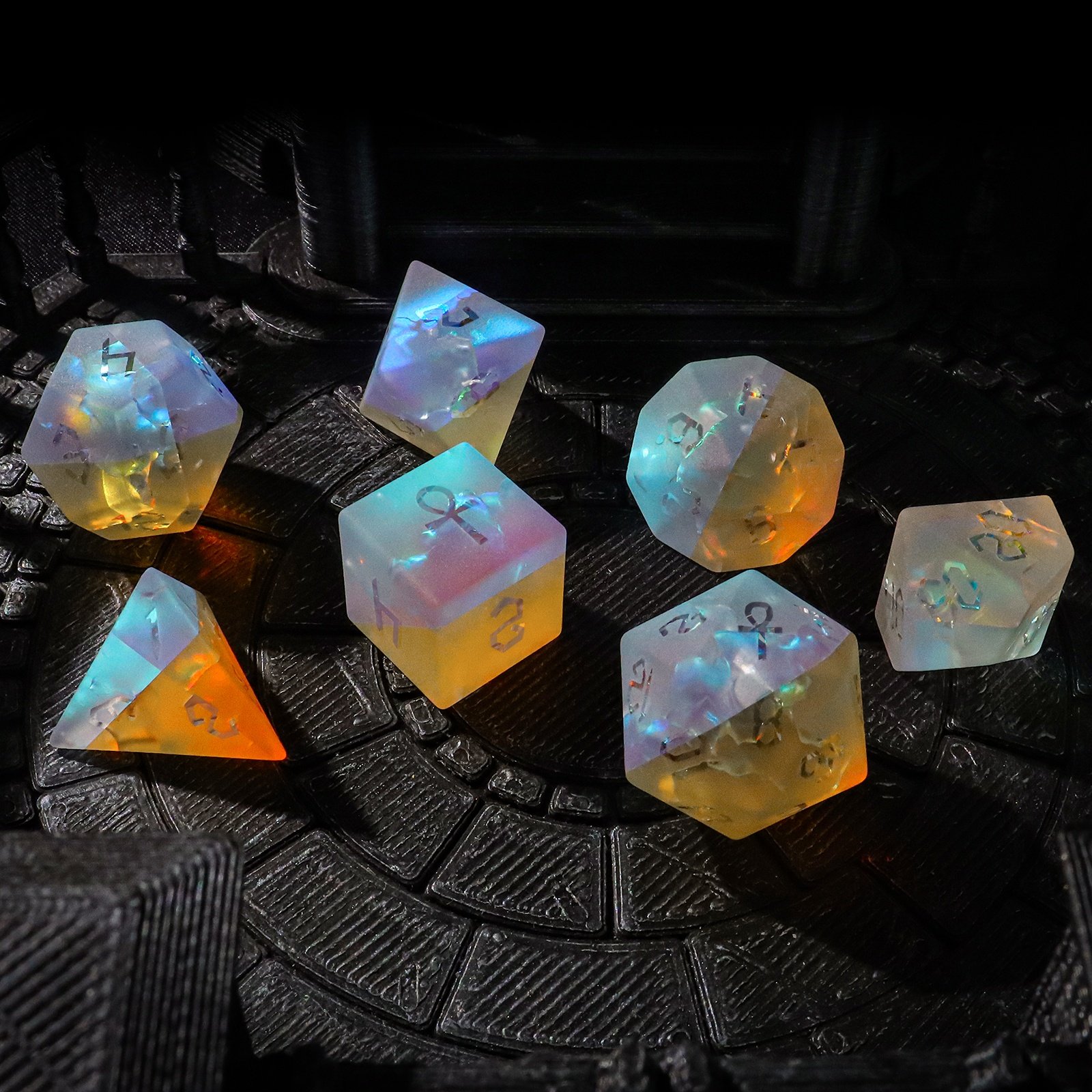 Custom Matte Glass DND Dice Set D20 D12 D10 D8 D6 D4 Handmade Dice 7 Piece RPG Dice Game For D&D Dungeons And Dragons