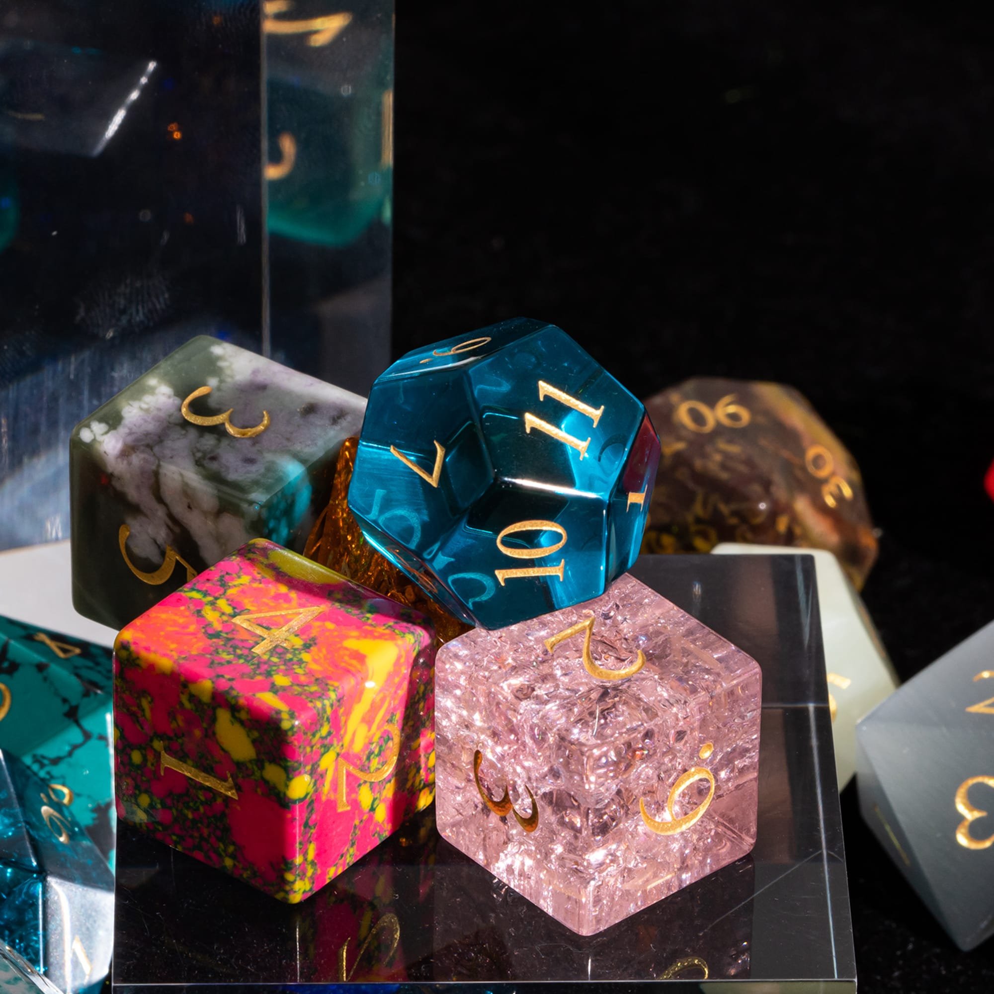 Udixi polyhedral Custom Random Gemstone Dice dungeons and dragons dnd rpg dice board games