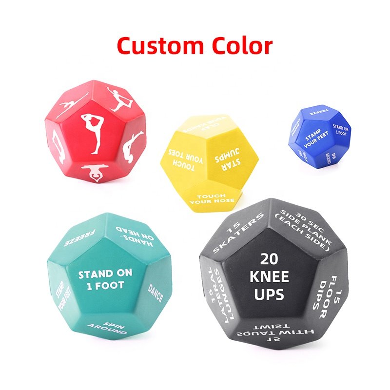 Fitness Dice Exercise D12 Dice Full Body HIIT Workout 12 Sided Foam Dice For Home Fitness, Workouts, WOD, Cardio, HIIT and Sport