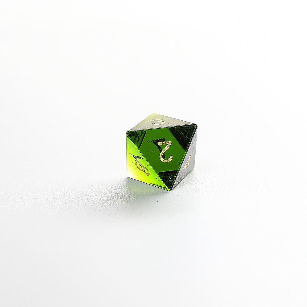 factory wholesale customized emerald green zircon dice set for for DND RPG Dungeons and Dragon custom engrave dice
