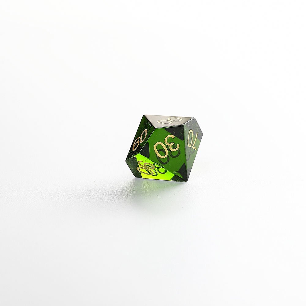 factory wholesale customized emerald green zircon dice set for for DND RPG Dungeons and Dragon custom engrave dice