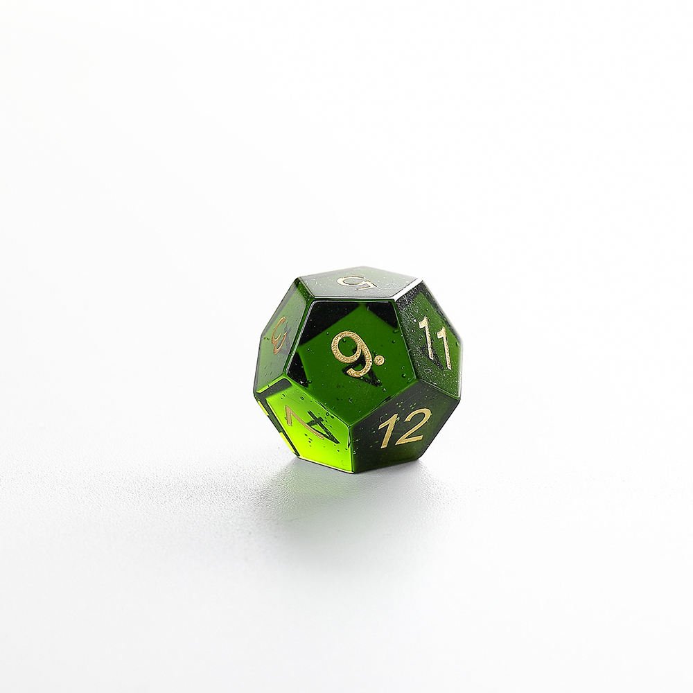 factory wholesale customized emerald green zircon dice set for for DND RPG Dungeons and Dragon custom engrave dice