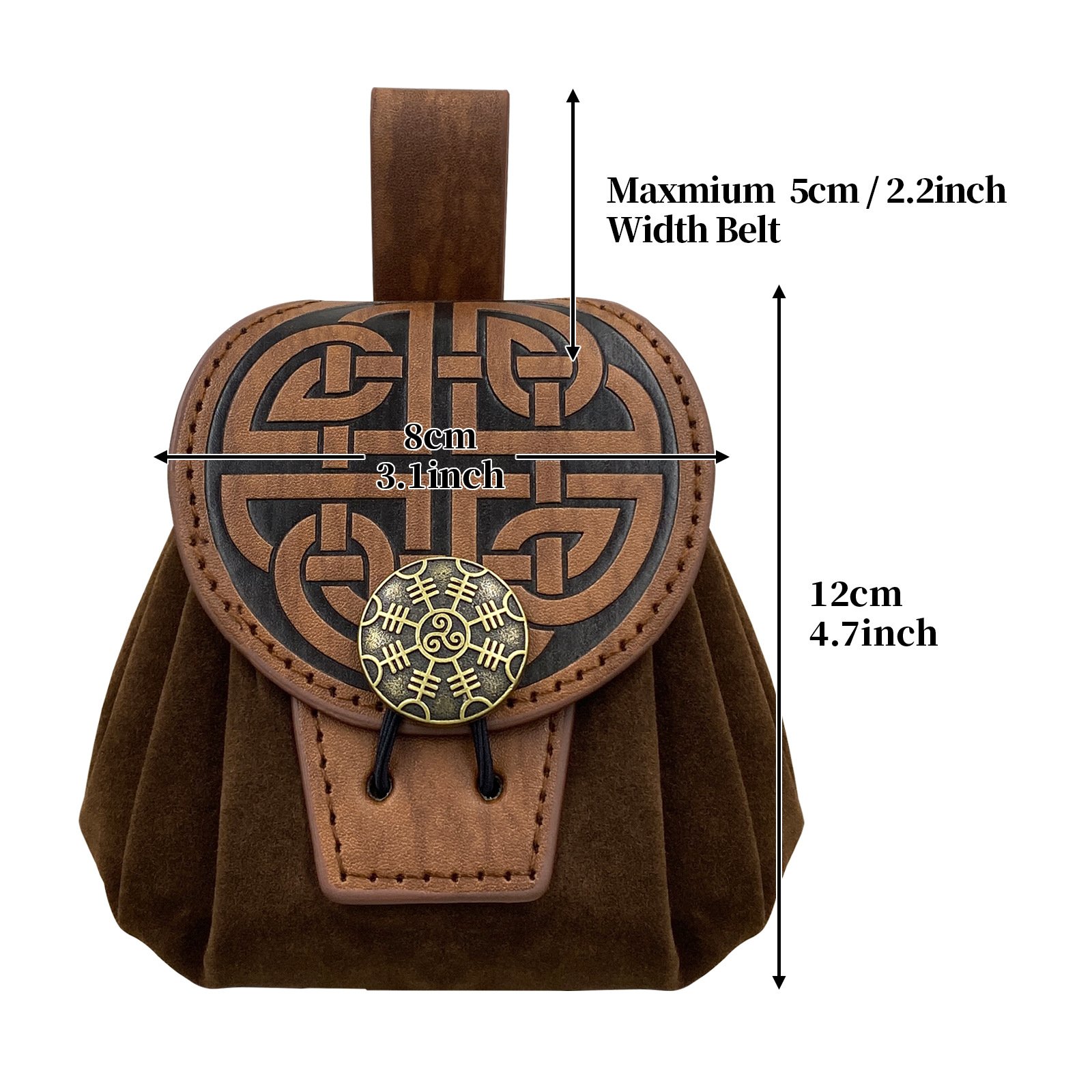 Custom Retro Style Leather Drawstring Bag Portable Belt Bag Role Playing Game Dice Bag for DND Gamer