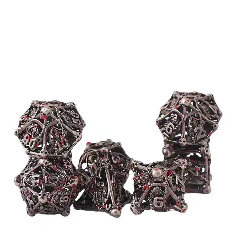 New metal cutout Death Skull dice set Polyhedral Dragon and Dungeon RPG board game board game dice custom dice