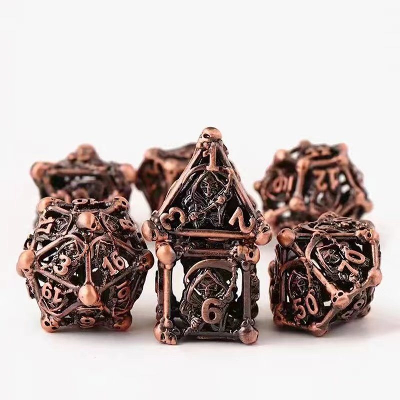 New metal cutout Death Skull dice set Polyhedral Dragon and Dungeon RPG board game board game dice custom dice