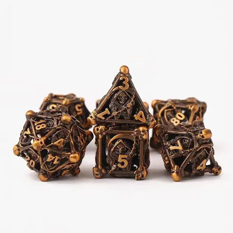 New metal cutout Death Skull dice set Polyhedral Dragon and Dungeon RPG board game board game dice custom dice