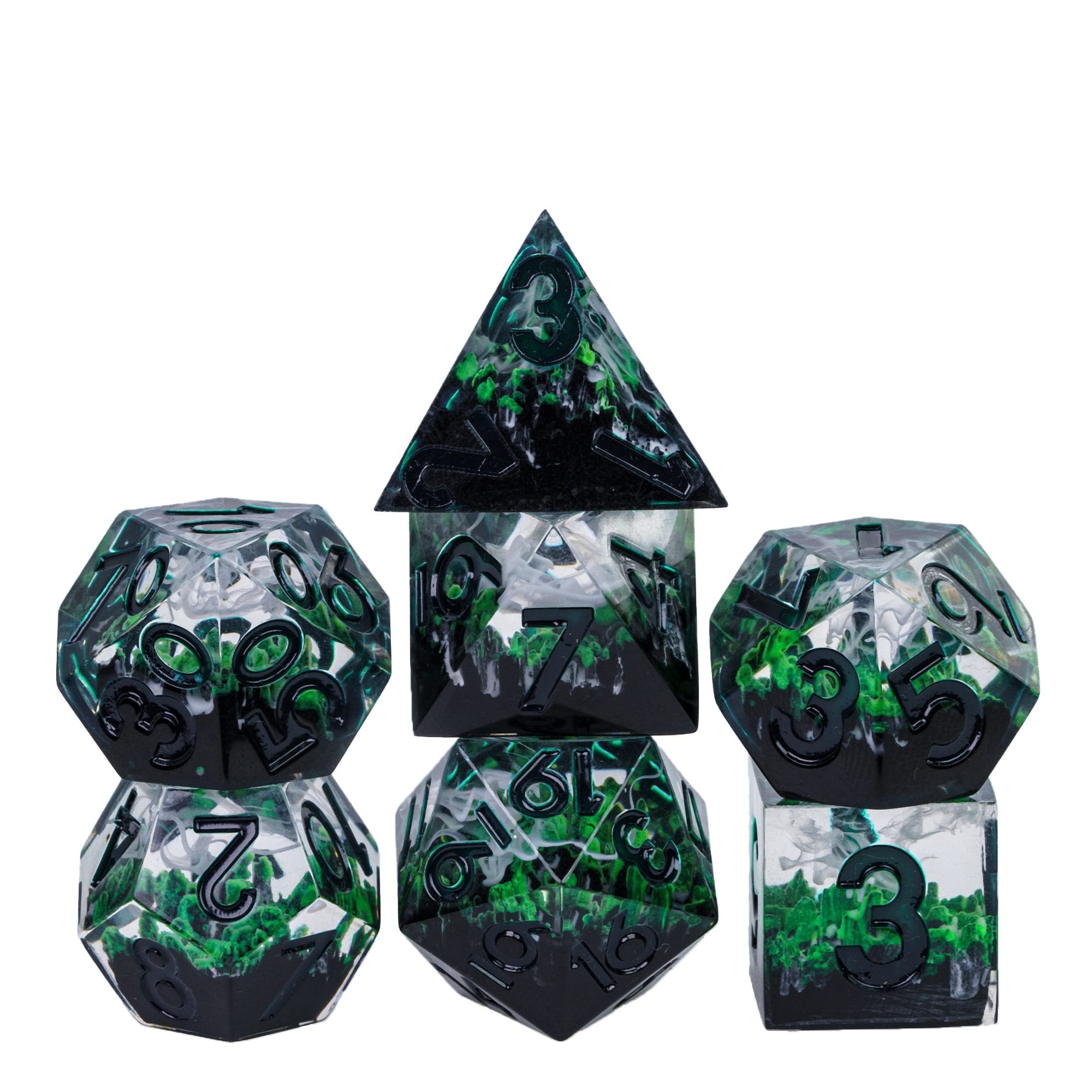 Udixi Custom Handmade Seasons Glowing in Dark Resin Dice Dungeons and Dragons DND RPG board game Dice Set