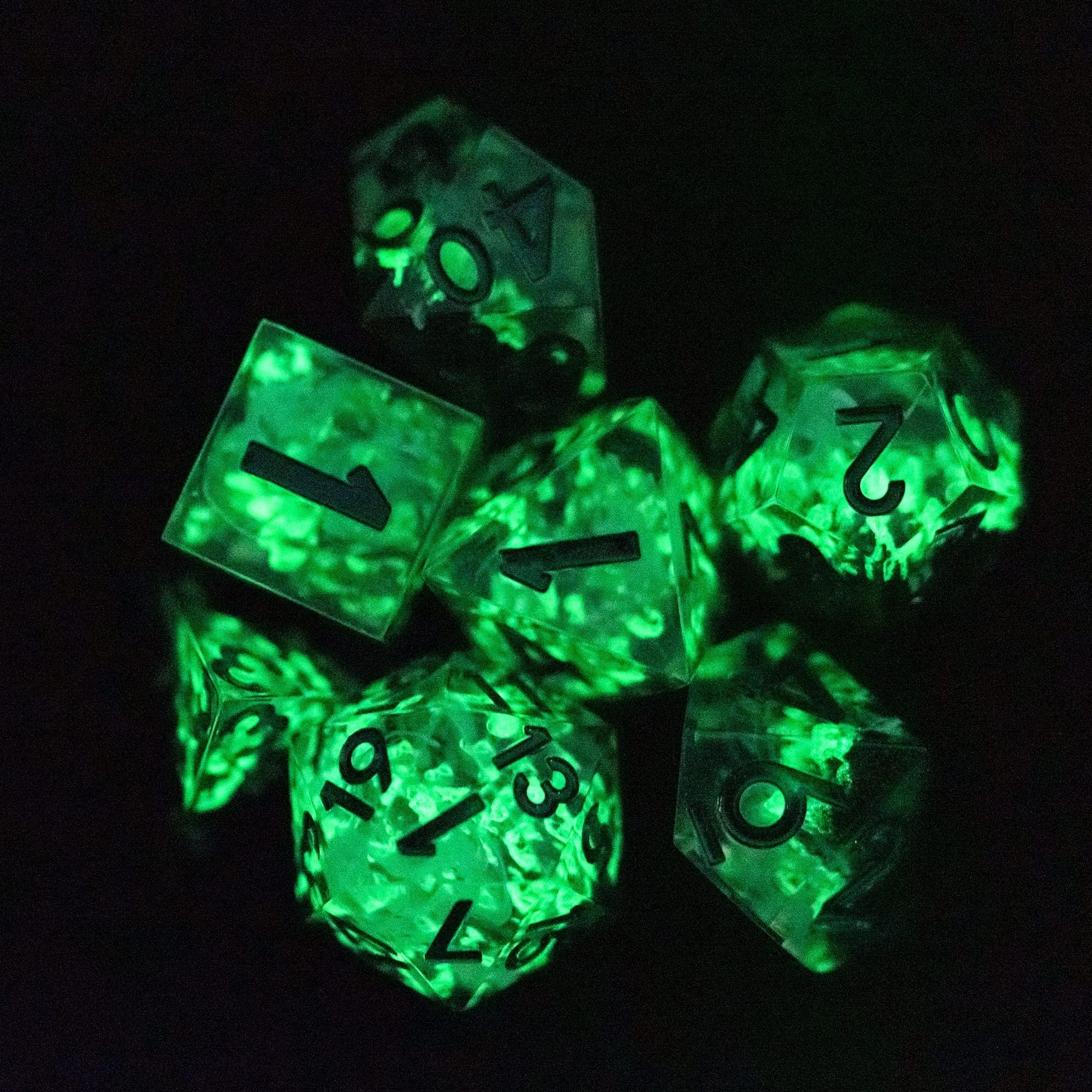 Udixi Custom Handmade Seasons Glowing in Dark Resin Dice Dungeons and Dragons DND RPG board game Dice Set