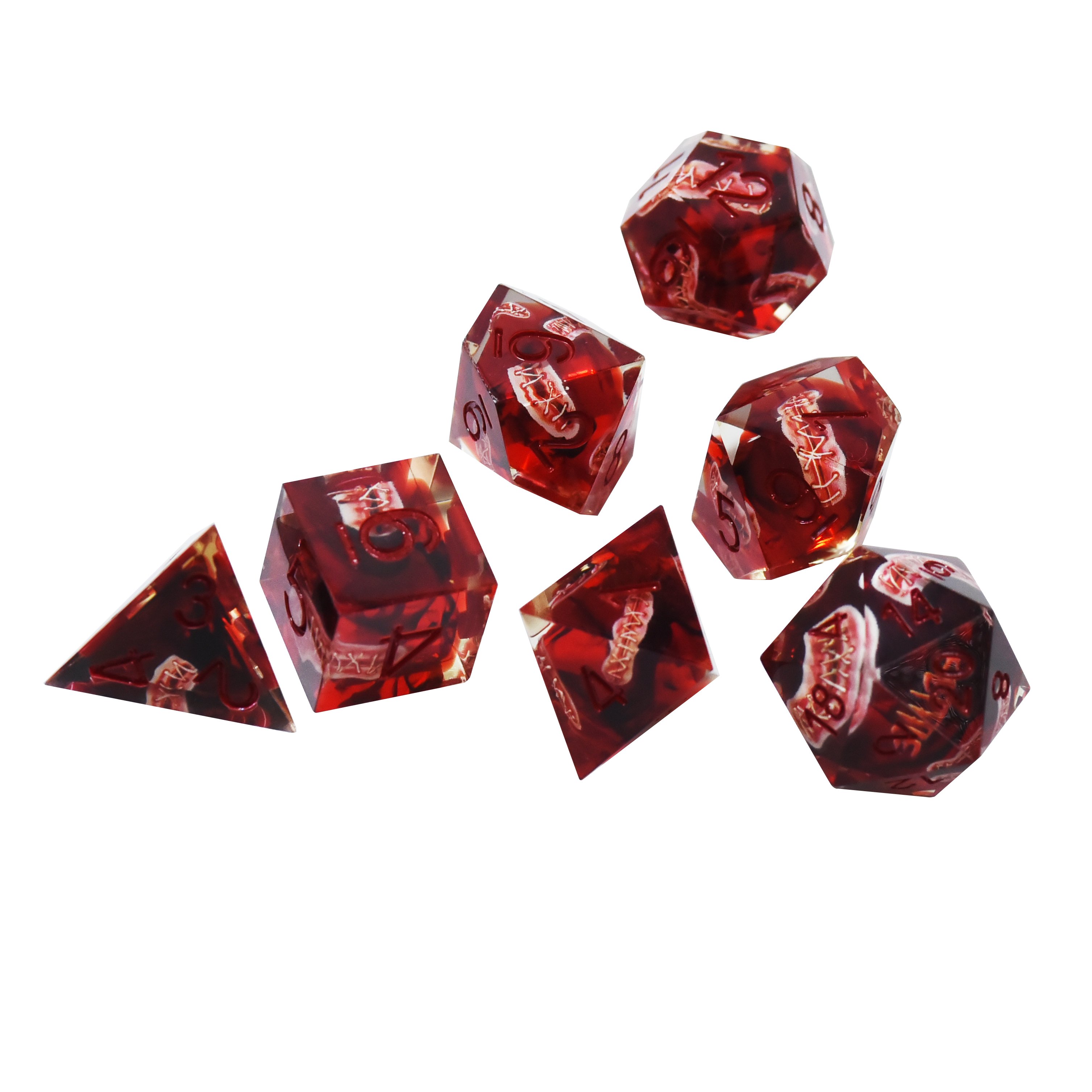 Custom 7Pcs Dungeons Dragons Rpg Role Playing Resin Game Accessories 16Mm Polyhedral Dice Set