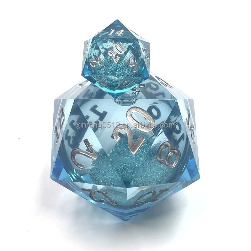 D20 Liquid core Giant resin dice polyhedron 55MM custom board game dice RPG Dragon City accessories sharp edge color