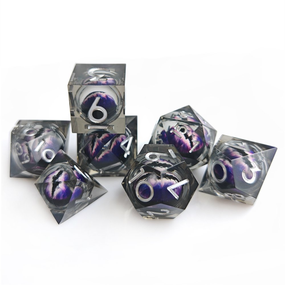 Dragon Eye DND Dice Set Liquid Core D&D Dice Set for Dungeons and Dragons RPG Game Multi-Sided Polyhedral Resin Sharp Edge Dice
