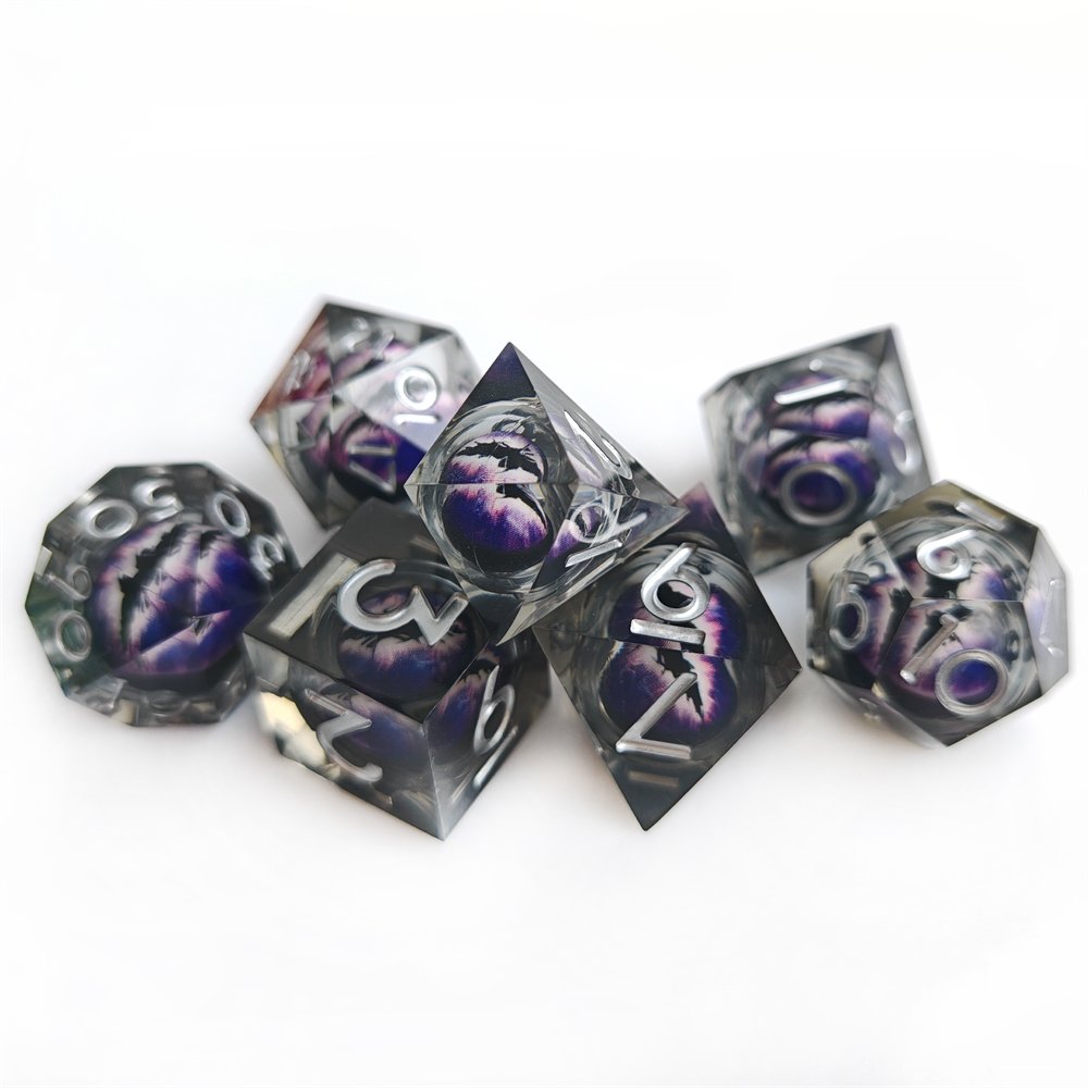 Dragon Eye DND Dice Set Liquid Core D&D Dice Set for Dungeons and Dragons RPG Game Multi-Sided Polyhedral Resin Sharp Edge Dice