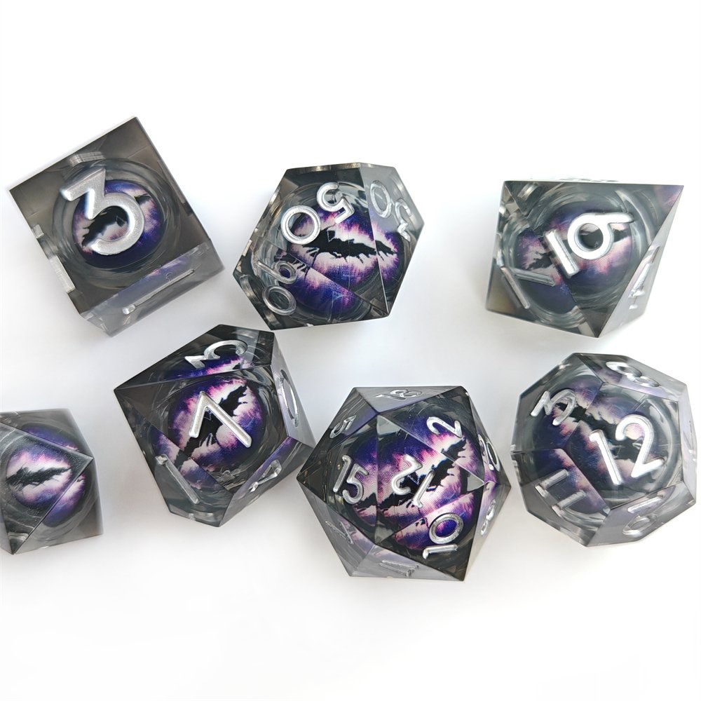 Dragon Eye DND Dice Set Liquid Core D&D Dice Set for Dungeons and Dragons RPG Game Multi-Sided Polyhedral Resin Sharp Edge Dice