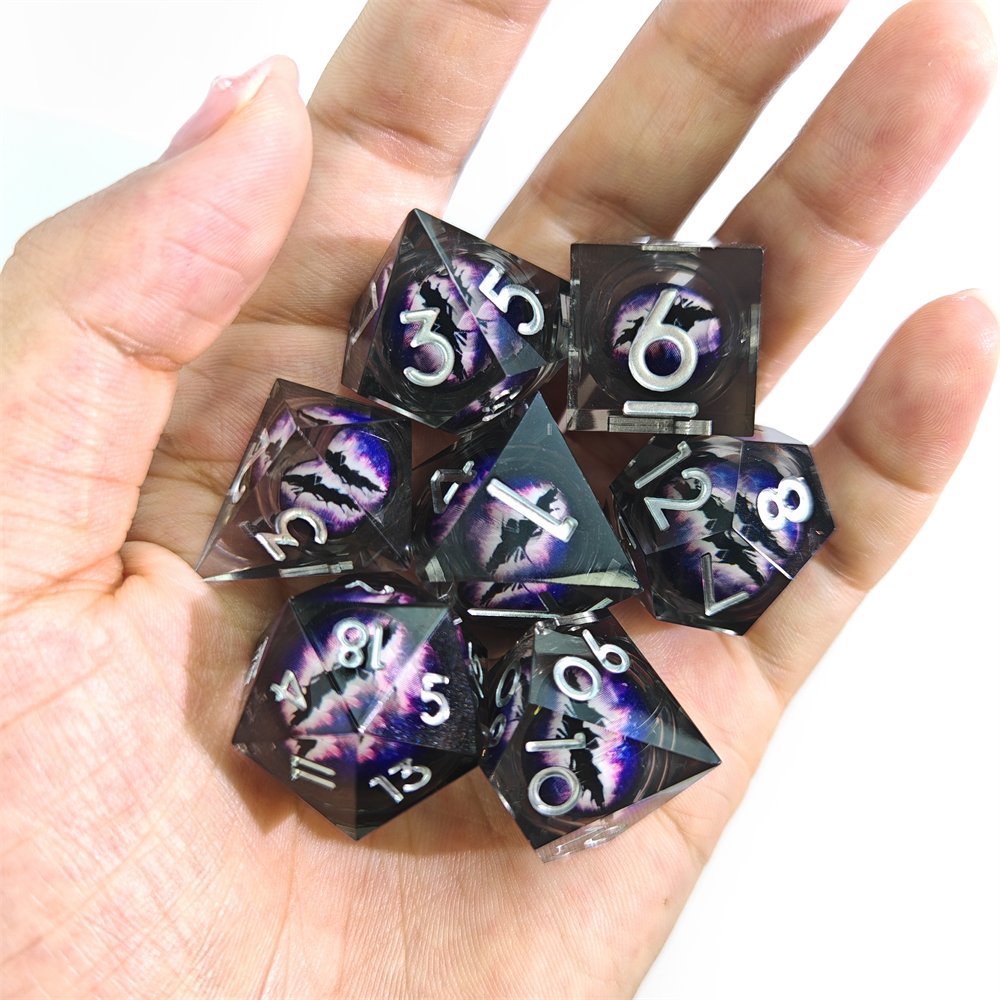 Dragon Eye DND Dice Set Liquid Core D&D Dice Set for Dungeons and Dragons RPG Game Multi-Sided Polyhedral Resin Sharp Edge Dice