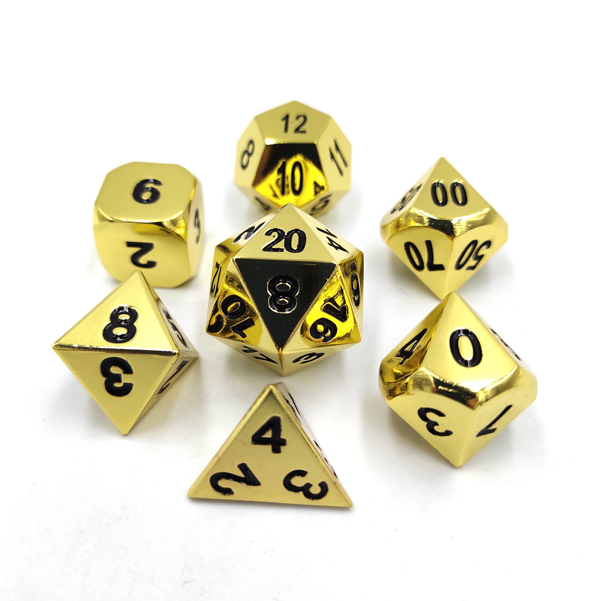 Haxtec Black Metal DND Dice Set D&D W/ Gift Metal Case Polyhedral Dice for Dungeons and Dragons TTRPG-Black Blue Numbers