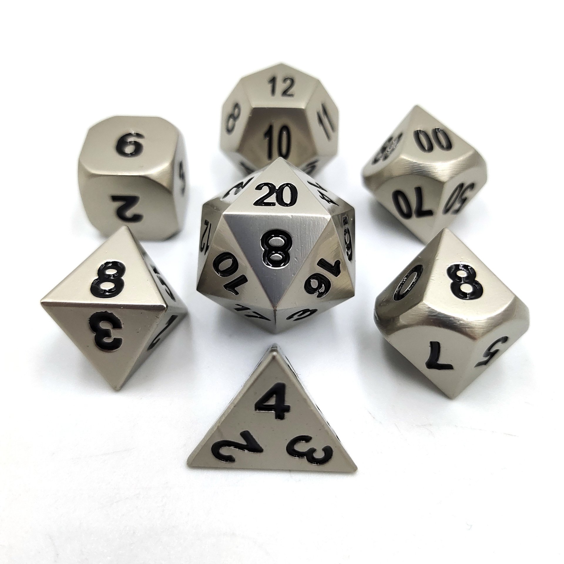 Haxtec Black Metal DND Dice Set D&D W/ Gift Metal Case Polyhedral Dice for Dungeons and Dragons TTRPG-Black Blue Numbers