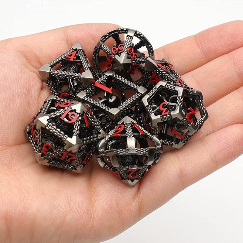 MINI PLANET 3D Octopus Metal DND Dice Set For TRPG Dungeons&Dragons Game Polyhedral Metal Hollow Dice Set Custom DND Dice Metal