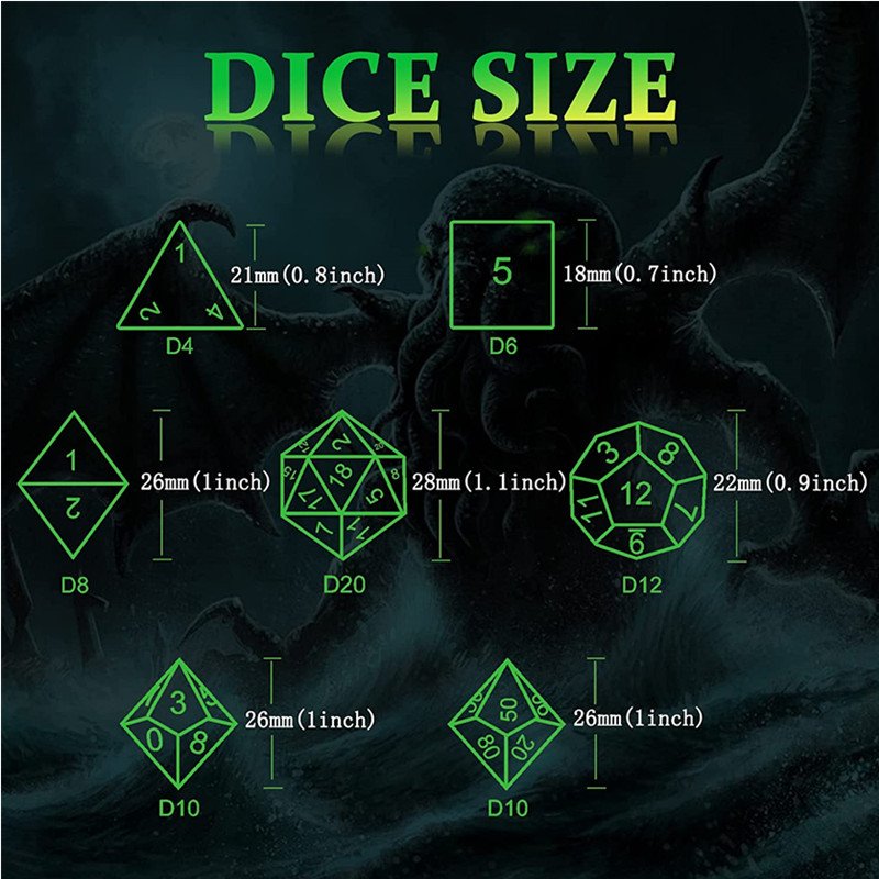 MINI PLANET 3D Octopus Metal DND Dice Set For TRPG Dungeons&Dragons Game Polyhedral Metal Hollow Dice Set Custom DND Dice Metal