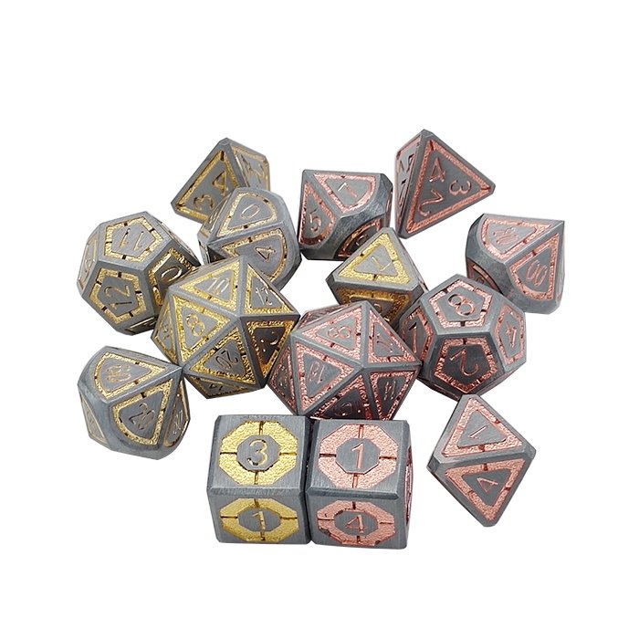 Wholesale original factory engraved metal dice set antique color multi-sided dice for board game entertaining