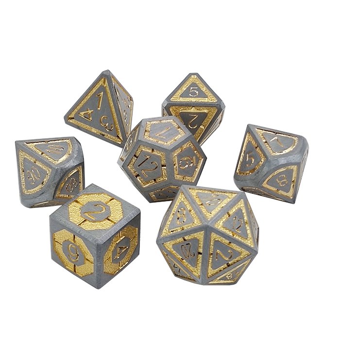 Wholesale original factory engraved metal dice set antique color multi-sided dice for board game entertaining