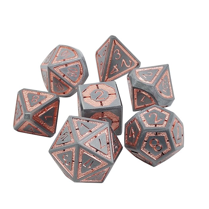 Wholesale original factory engraved metal dice set antique color multi-sided dice for board game entertaining