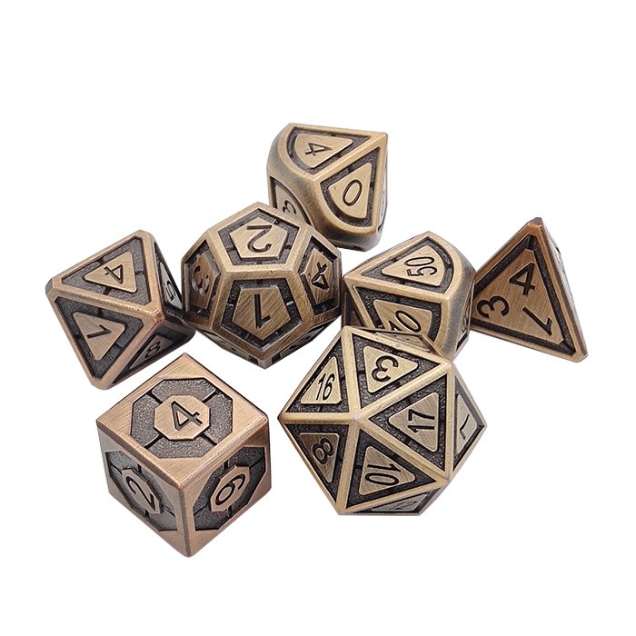 Wholesale original factory engraved metal dice set antique color multi-sided dice for board game entertaining