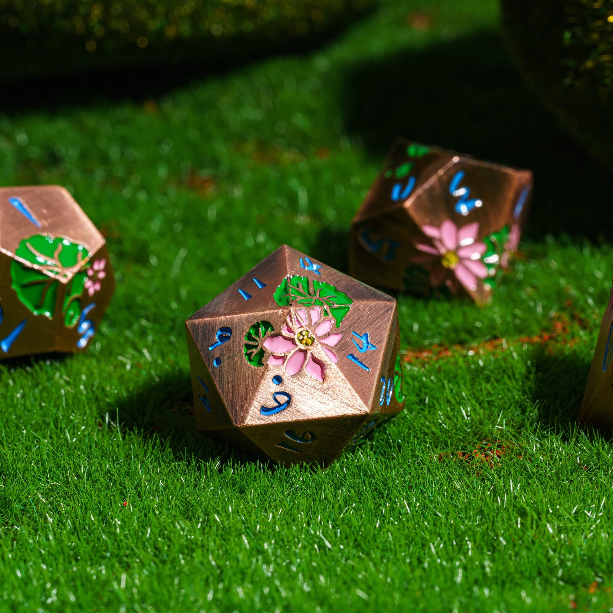 Udixi Polyhedral custom logo rpg dungeons and dragons metal dice game set Lotus