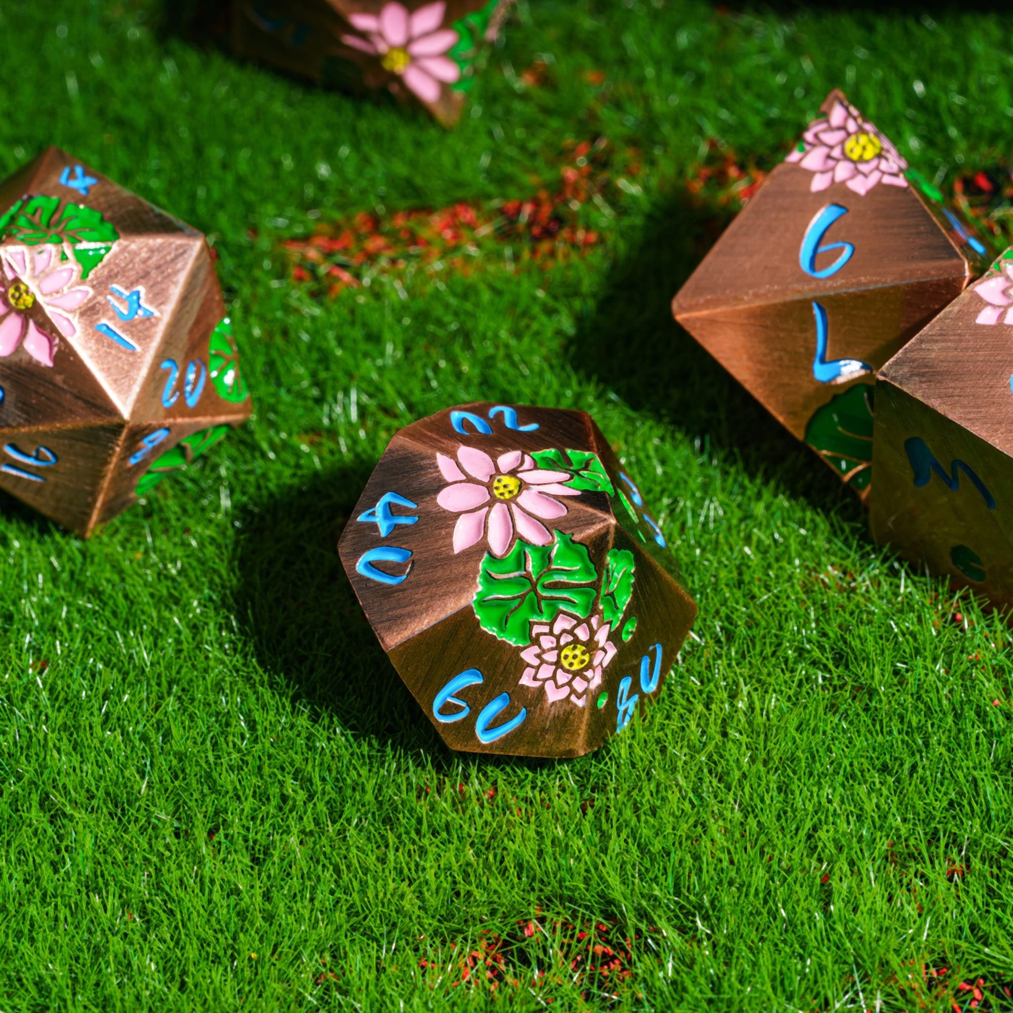 Udixi Polyhedral custom logo rpg dungeons and dragons metal dice game set Lotus