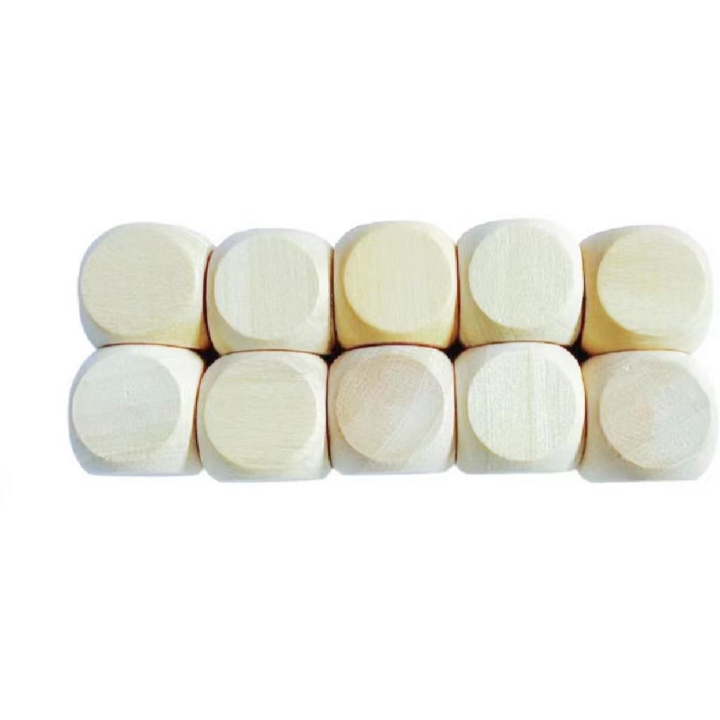 Unfinished Square Wooden Dice 6-Sided Art Table Dice with Rounded Corners for DIY Craft Projects