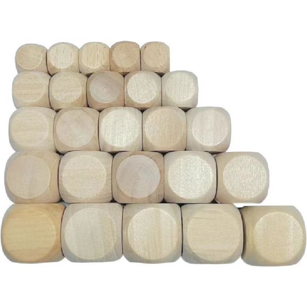 Unfinished Square Wooden Dice 6-Sided Art Table Dice with Rounded Corners for DIY Craft Projects