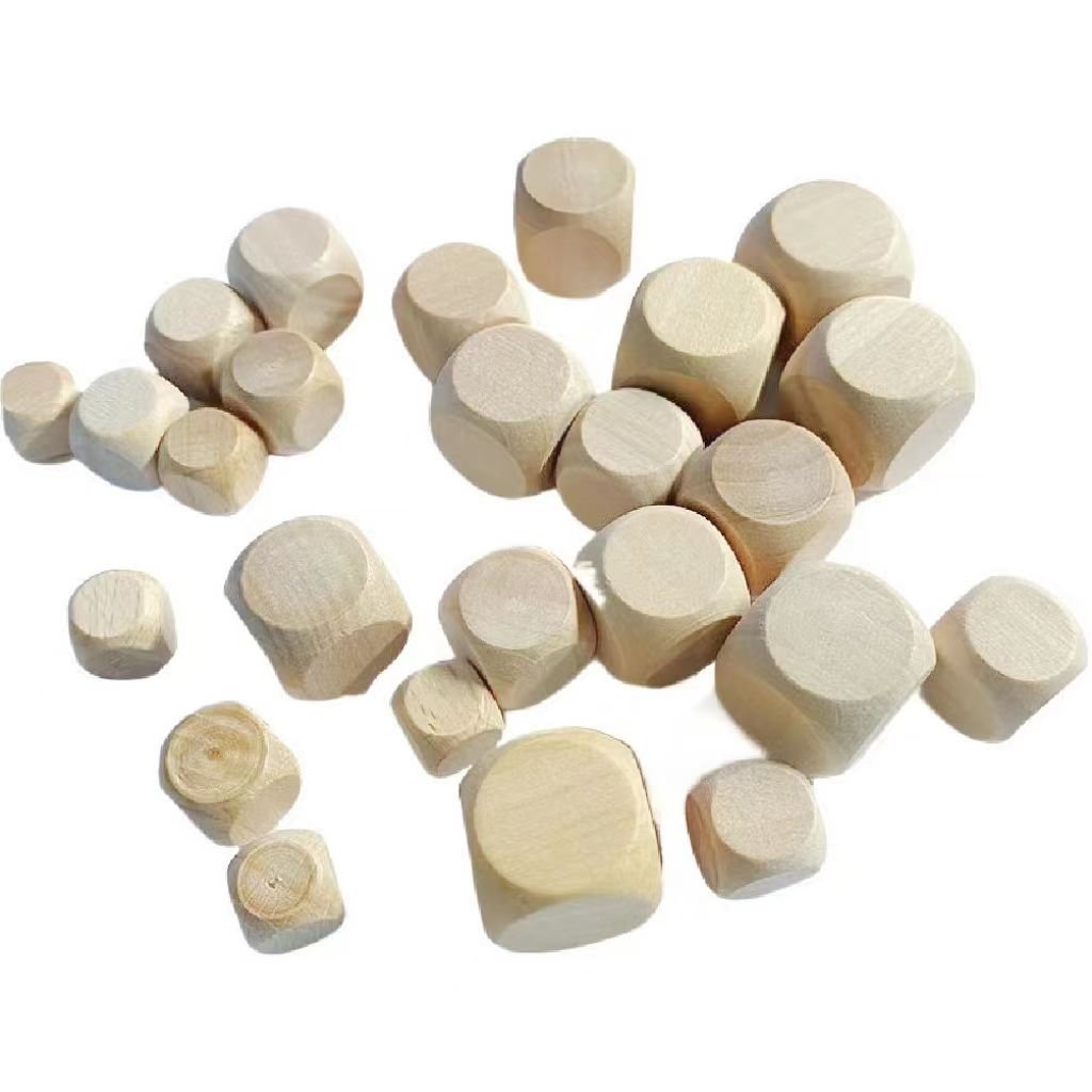 Unfinished Square Wooden Dice 6-Sided Art Table Dice with Rounded Corners for DIY Craft Projects