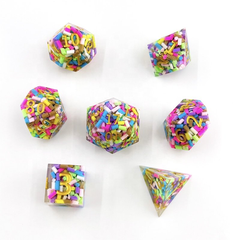 Hot Sale D20 Resin Custom Logo Dice Set 25mm Polyhedral Sharp Dice for DND Dungeons & Dragons Dice Games