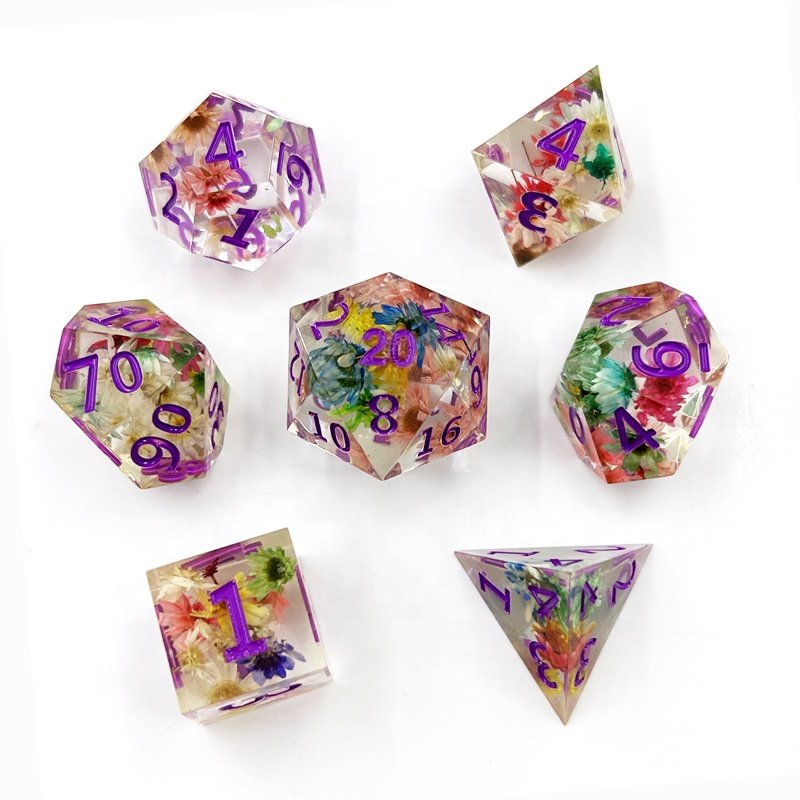 Hot Sale D20 Resin Custom Logo Dice Set 25mm Polyhedral Sharp Dice for DND Dungeons & Dragons Dice Games