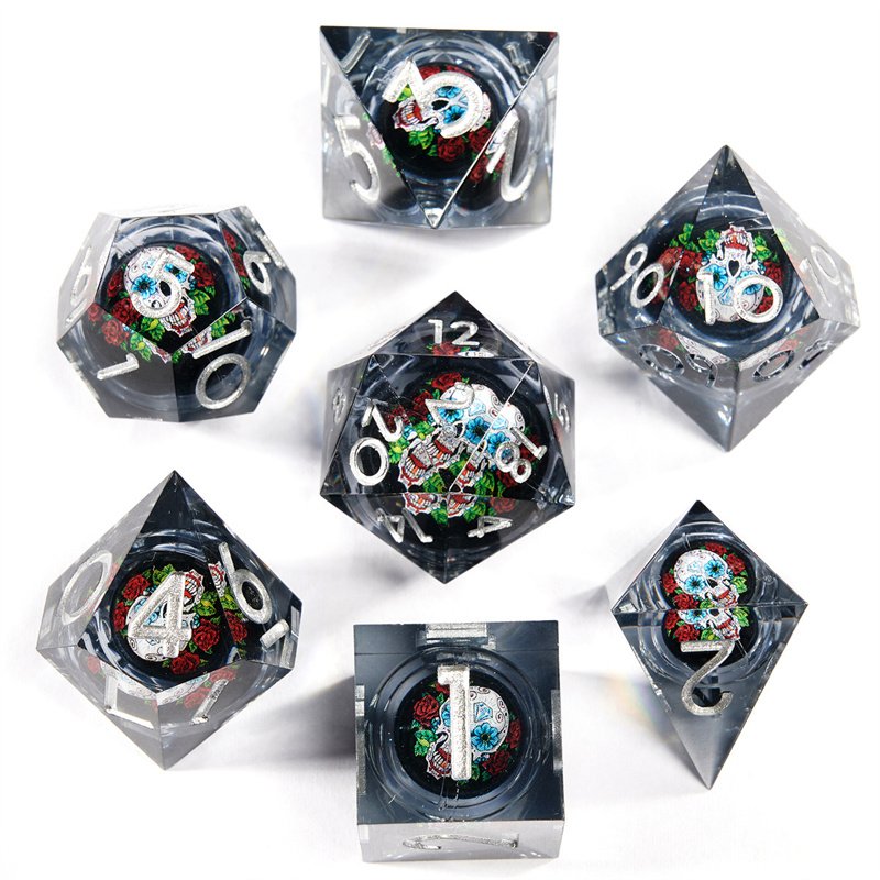 Little Cat Dnd Game Player Beautiful and Popular Christmas Liquid Core Resin Sharp Edge Dice Set