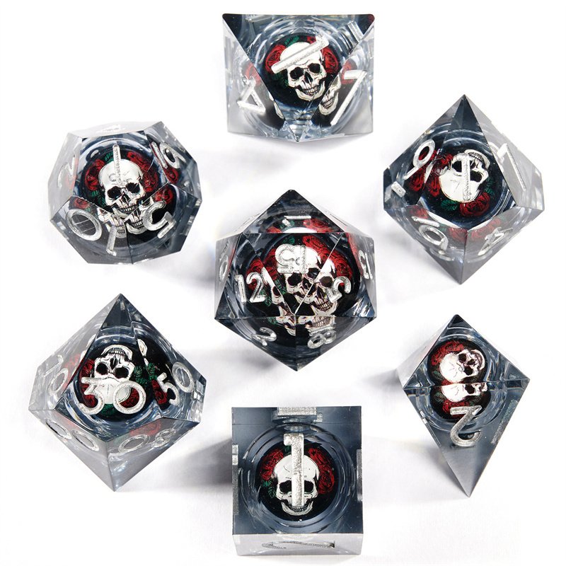 Little Cat Dnd Game Player Beautiful and Popular Christmas Liquid Core Resin Sharp Edge Dice Set