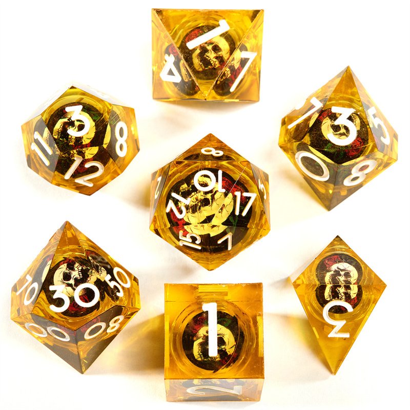 Little Cat Dnd Game Player Beautiful and Popular Christmas Liquid Core Resin Sharp Edge Dice Set