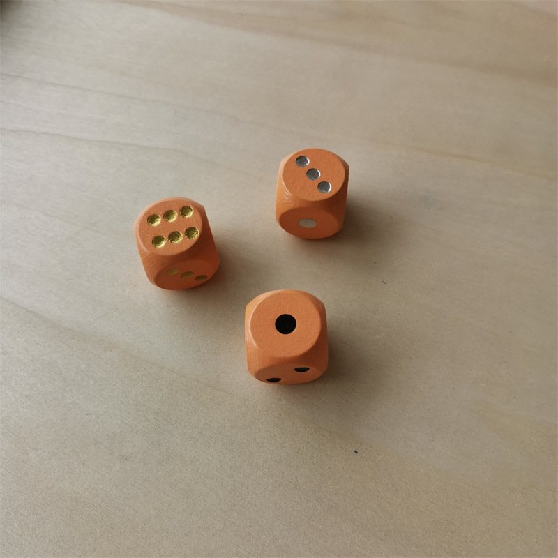 D6 Six Sided 16mm round Edge Wooden Dice Colored Dot Design Unique 6-Sided Gaming Accessory