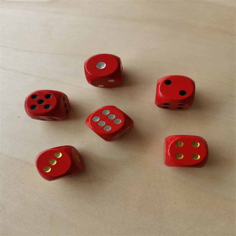 D6 Six Sided 16mm round Edge Wooden Dice Colored Dot Design Unique 6-Sided Gaming Accessory