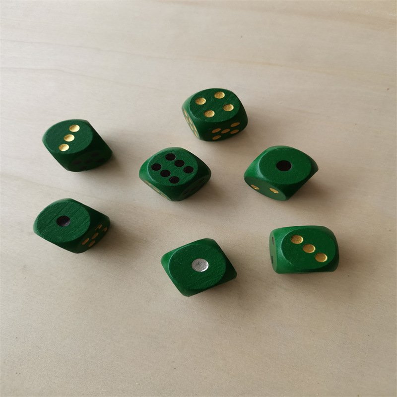 D6 Six Sided 16mm round Edge Wooden Dice Colored Dot Design Unique 6-Sided Gaming Accessory