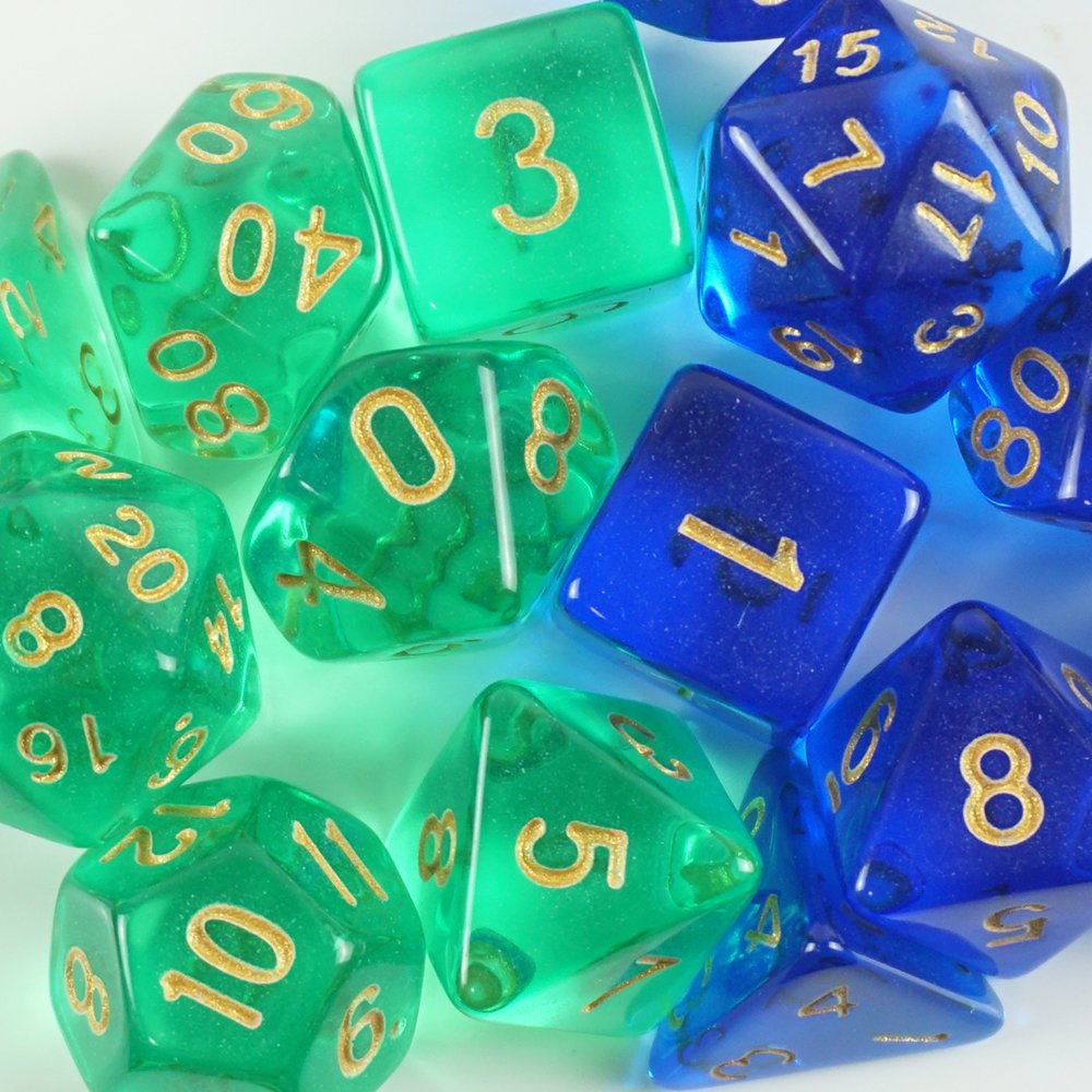 Wholesale Customized Clear polytope Acrylic Plastic Gaming Dice Good Looking Green Blue women like Dice