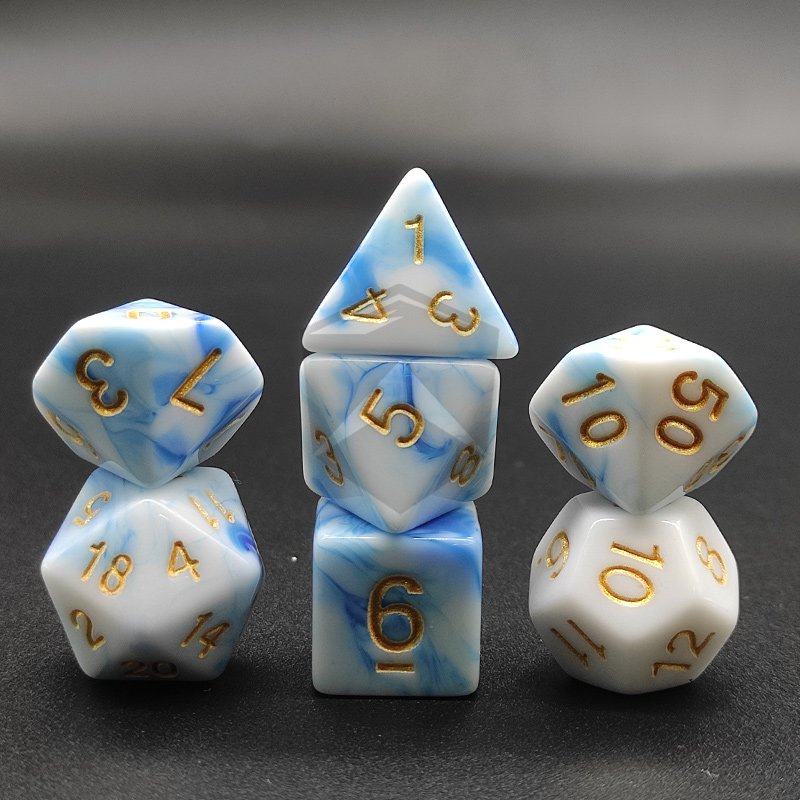 Gradient Blue Polyhedral D4 D6 D8 D10 Acrylic Dice Set For Dungeons and Dragons RPG MTG Table Games D&D Pathfinder Shadowrun