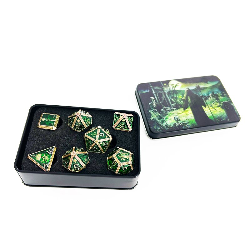 Hot Polyhedral Metal Wizard RPG Dice Set Green Dungeons & Dragons D20 D12 D10 D8 D6 D4 Role-play